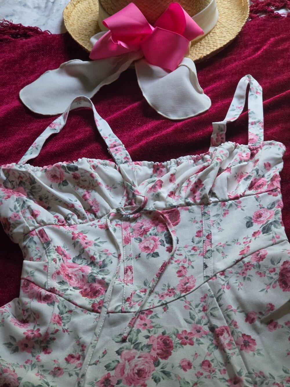 STUNNING FOR THE ROSES CORSET DRESS MAXI SZ S-M - Picture 4 of 7